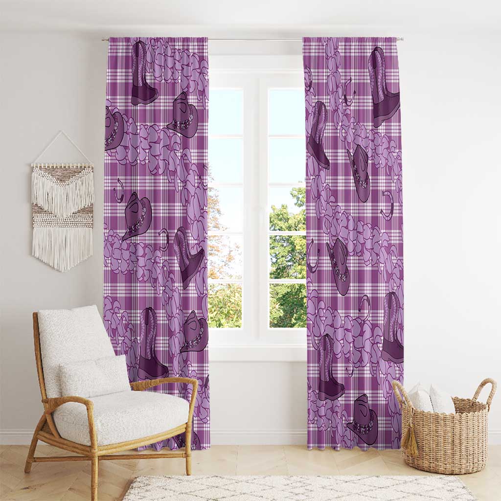 Purple Palaka Hawaii Cowboy Window Curtain Puakenikeni Lei Paniolo Papale Seamless Vibes LT14 - Polynesian Pride