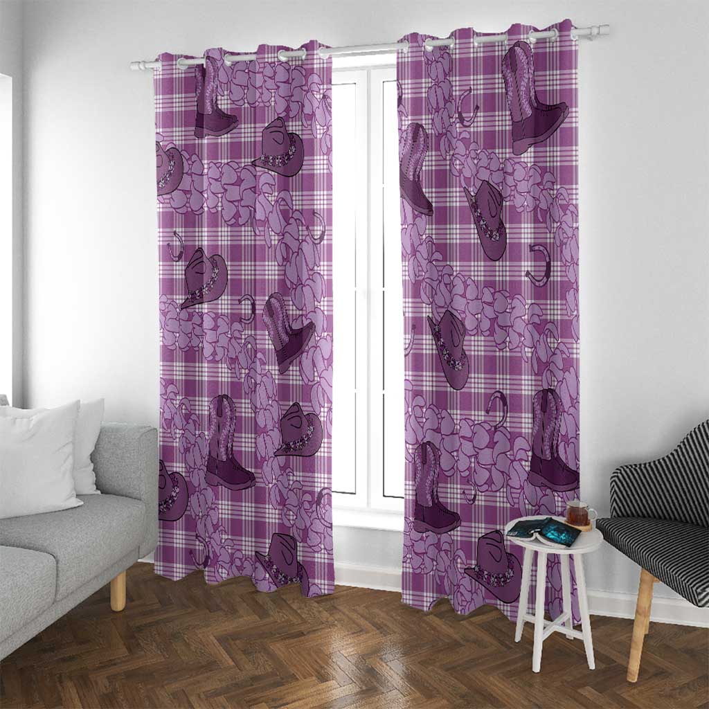 Purple Palaka Hawaii Cowboy Window Curtain Puakenikeni Lei Paniolo Papale Seamless Vibes LT14 With Grommets Purple - Polynesian Pride
