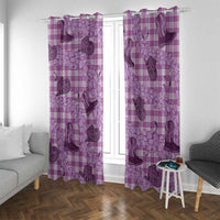 Purple Palaka Hawaii Cowboy Window Curtain Puakenikeni Lei Paniolo Papale Seamless Vibes LT14 With Grommets Purple - Polynesian Pride