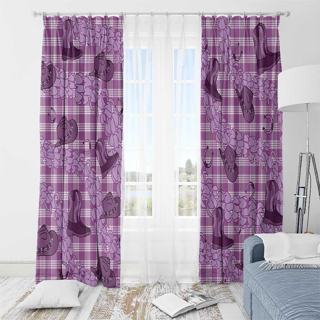 Purple Palaka Hawaii Cowboy Window Curtain Puakenikeni Lei Paniolo Papale Seamless Vibes LT14 - Polynesian Pride