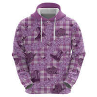 Purple Palaka Hawaii Cowboy Zip Hoodie Puakenikeni Lei Paniolo Papale Seamless Vibes LT14 - Polynesian Pride