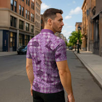 Purple Palaka Hawaii Cowboy Zipper Polo Shirt Puakenikeni Lei Paniolo Papale Seamless Vibes LT14 - Polynesian Pride