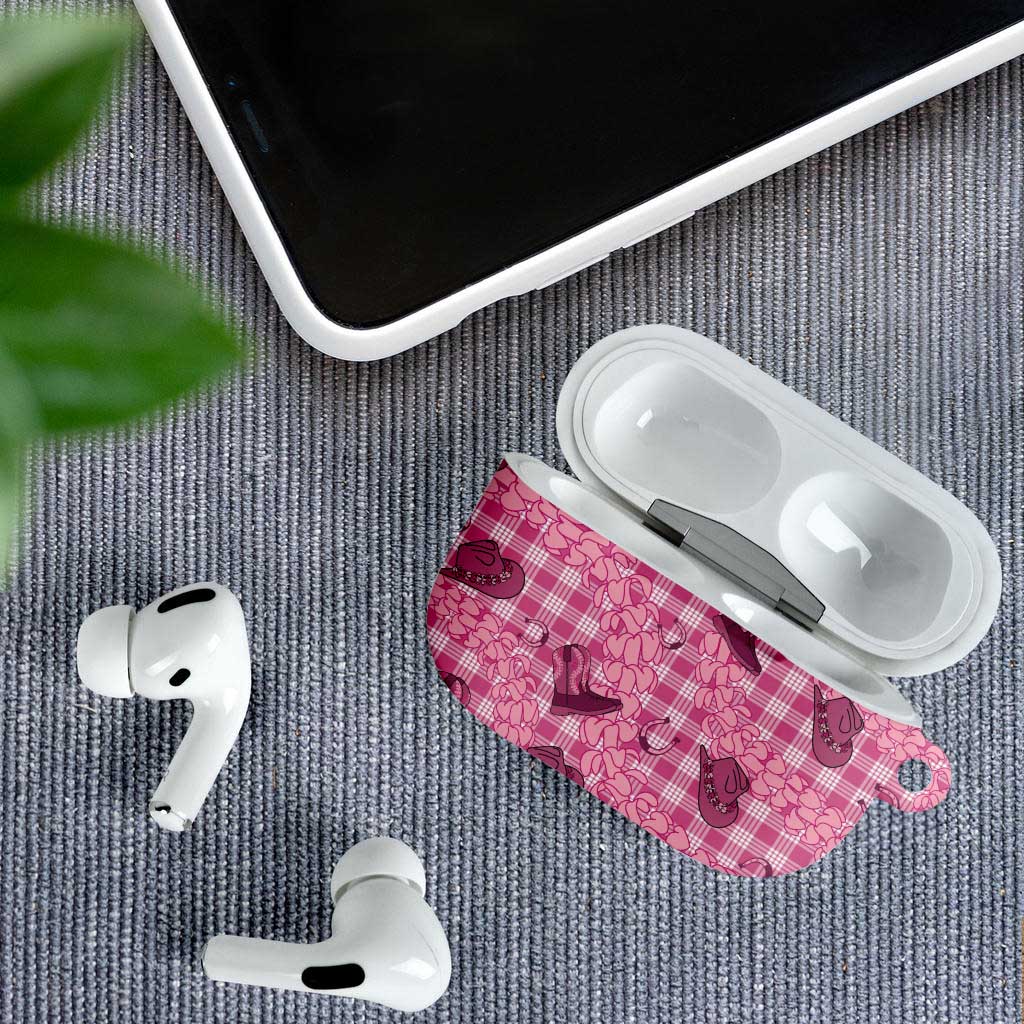 Pink Palaka Hawaii Cowboy AirPods Case Puakenikeni Lei Paniolo Papale Seamless Vibes LT14 - Polynesian Pride