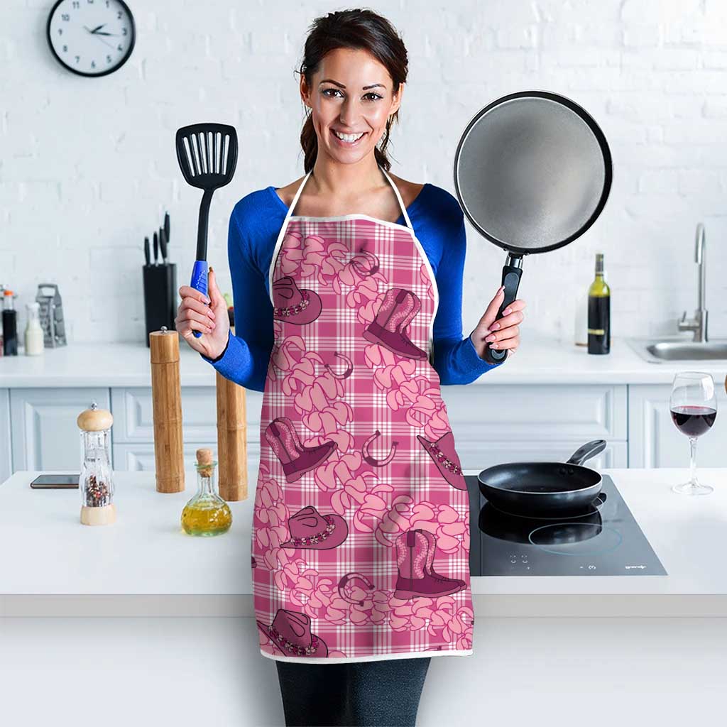 Pink Palaka Hawaii Cowboy Apron Puakenikeni Lei Paniolo Papale Seamless Vibes - Polynesian Pride