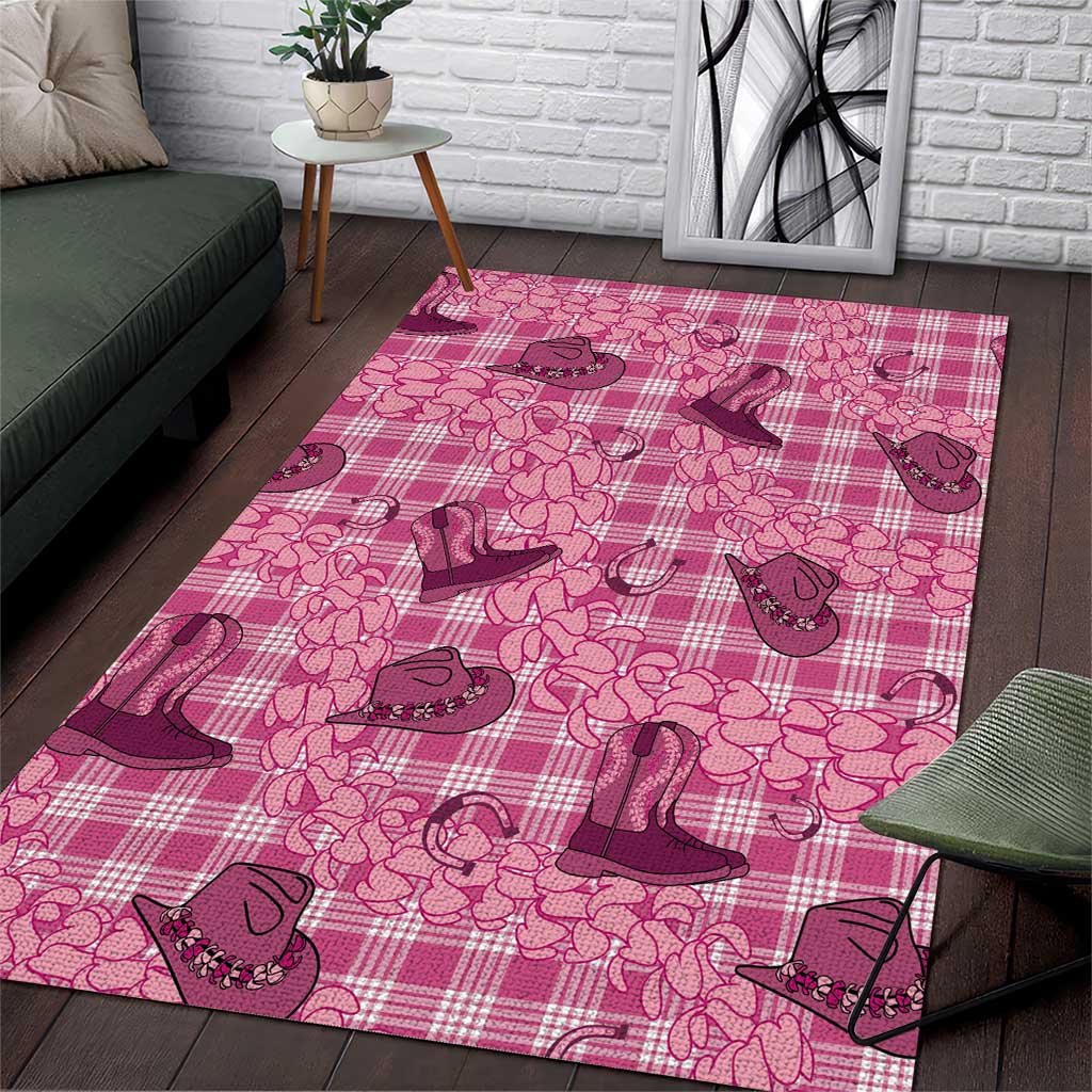Pink Palaka Hawaii Cowboy Area Rug Puakenikeni Lei Paniolo Papale Seamless Vibes LT14 Pink - Polynesian Pride