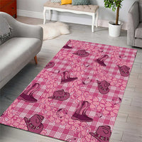 Pink Palaka Hawaii Cowboy Area Rug Puakenikeni Lei Paniolo Papale Seamless Vibes LT14 - Polynesian Pride