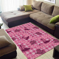Pink Palaka Hawaii Cowboy Area Rug Puakenikeni Lei Paniolo Papale Seamless Vibes LT14 - Polynesian Pride