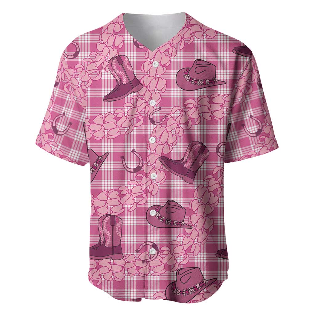 Pink Palaka Hawaii Cowboy Baseball Jersey Puakenikeni Lei Paniolo Papale Seamless Vibes LT14 Pink - Polynesian Pride