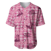 Pink Palaka Hawaii Cowboy Baseball Jersey Puakenikeni Lei Paniolo Papale Seamless Vibes LT14 Pink - Polynesian Pride