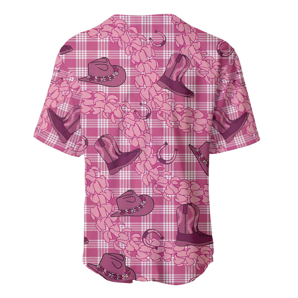 Pink Palaka Hawaii Cowboy Baseball Jersey Puakenikeni Lei Paniolo Papale Seamless Vibes LT14 - Polynesian Pride