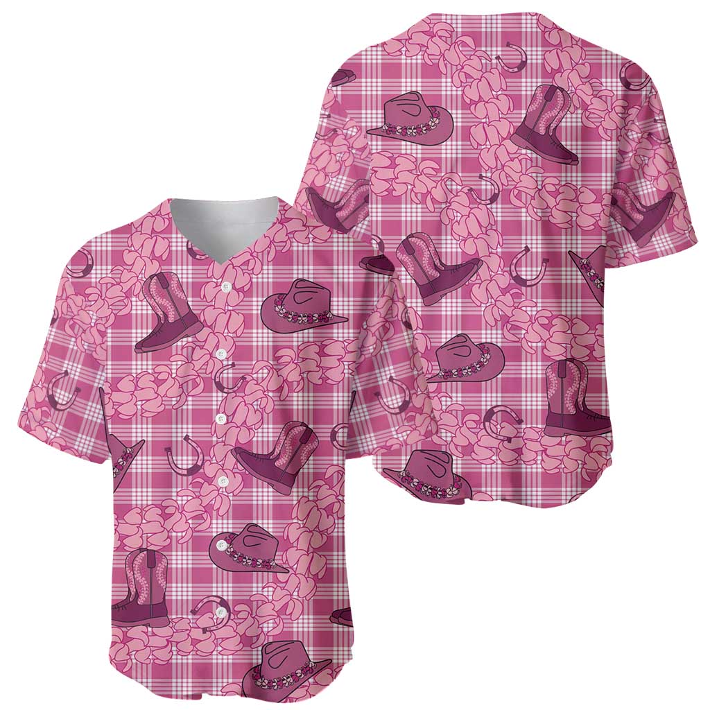 Pink Palaka Hawaii Cowboy Baseball Jersey Puakenikeni Lei Paniolo Papale Seamless Vibes LT14 - Polynesian Pride