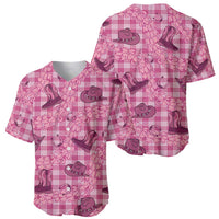 Pink Palaka Hawaii Cowboy Baseball Jersey Puakenikeni Lei Paniolo Papale Seamless Vibes LT14 - Polynesian Pride