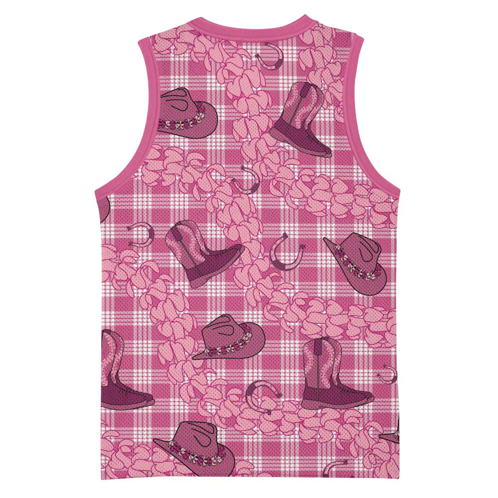 Pink Palaka Hawaii Cowboy Basketball Jersey Puakenikeni Lei Paniolo Papale Seamless Vibes LT14 - Polynesian Pride