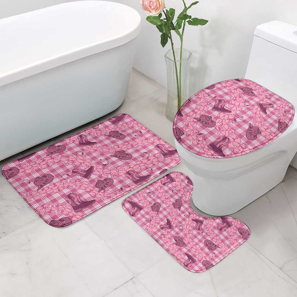 Pink Palaka Hawaii Cowboy Bathroom Set Puakenikeni Lei Paniolo Papale Seamless Vibes LT14 - Polynesian Pride