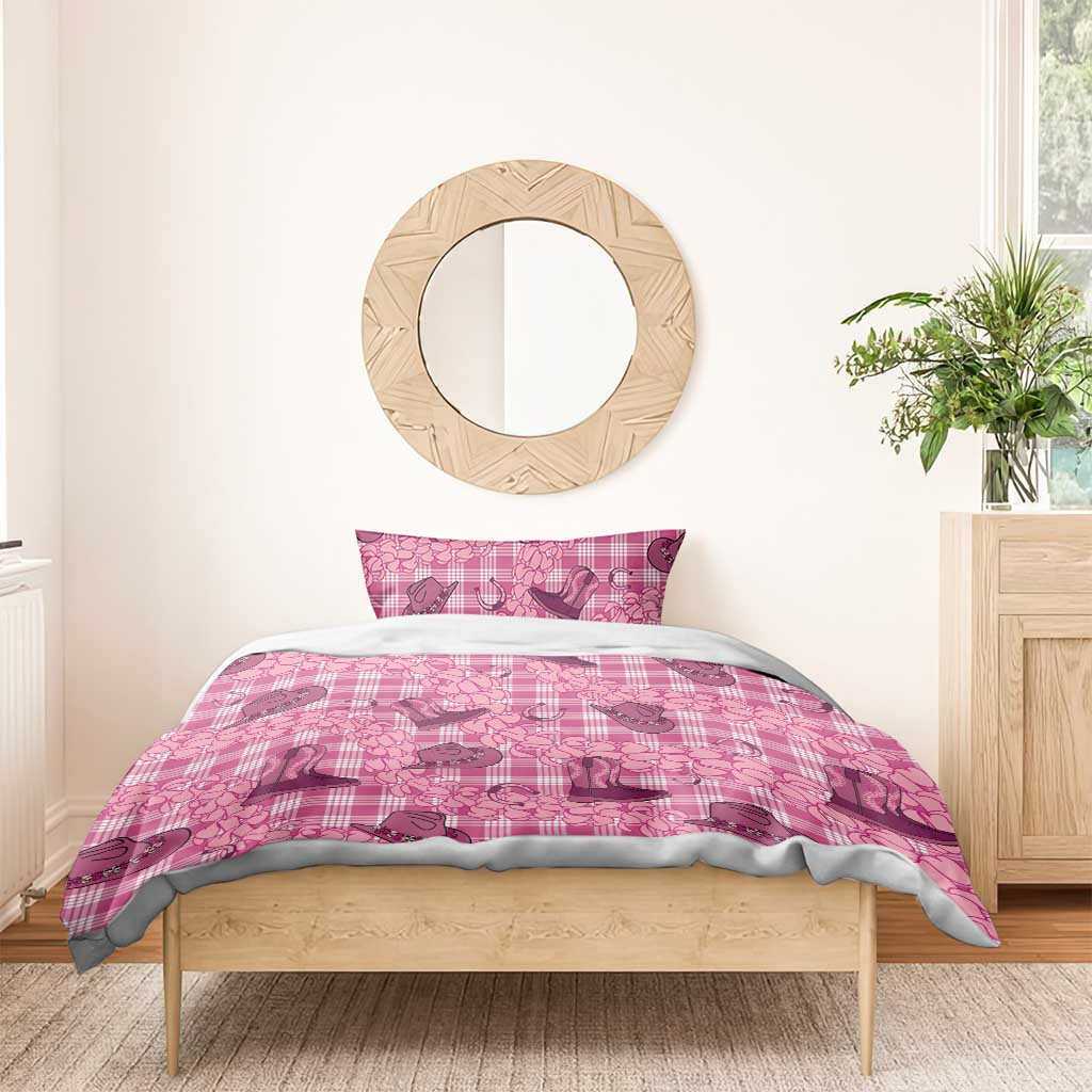 Pink Palaka Hawaii Cowboy Bedding Set Puakenikeni Lei Paniolo Papale Seamless Vibes - Polynesian Pride
