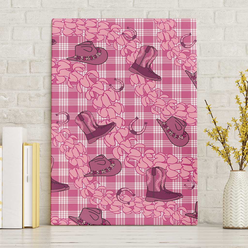 Pink Palaka Hawaii Cowboy Canvas Wall Art Puakenikeni Lei Paniolo Papale Seamless Vibes LT14 Without Frame Pink - Polynesian Pride