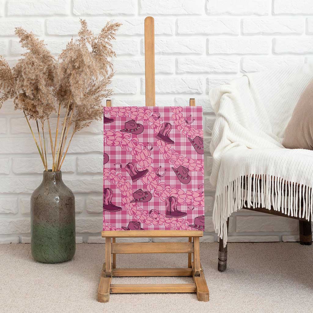 Pink Palaka Hawaii Cowboy Canvas Wall Art Puakenikeni Lei Paniolo Papale Seamless Vibes LT14 - Polynesian Pride