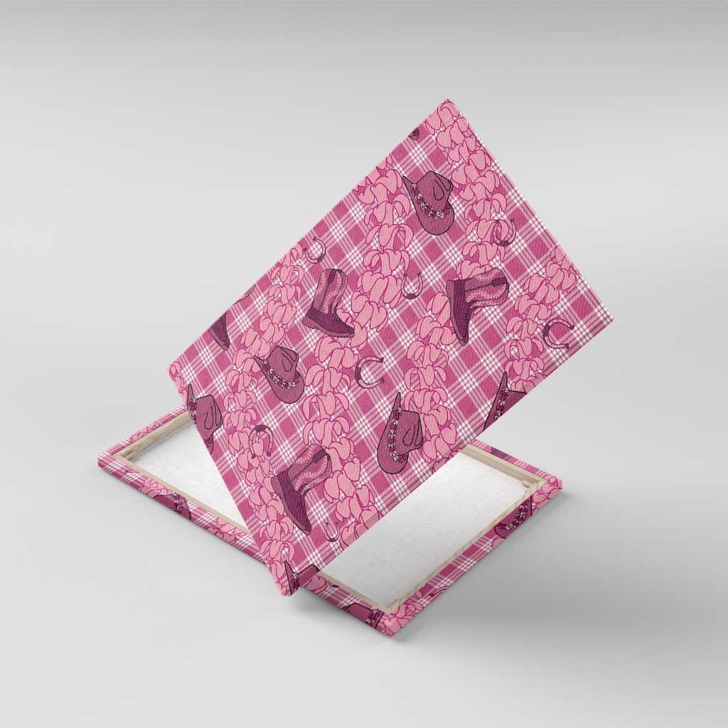 Pink Palaka Hawaii Cowboy Canvas Wall Art Puakenikeni Lei Paniolo Papale Seamless Vibes LT14 With Frame Pink - Polynesian Pride