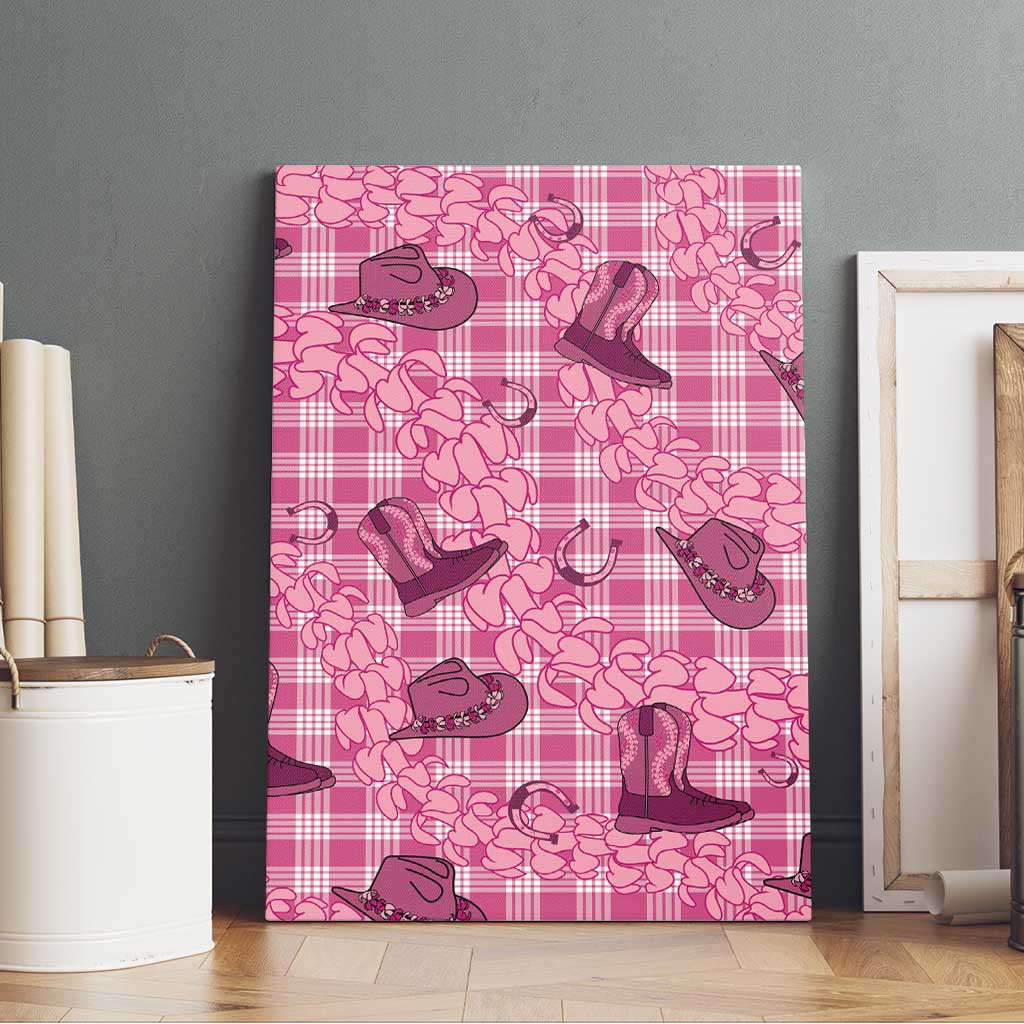 Pink Palaka Hawaii Cowboy Canvas Wall Art Puakenikeni Lei Paniolo Papale Seamless Vibes LT14 - Polynesian Pride