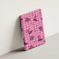 Pink Palaka Hawaii Cowboy Canvas Wall Art Puakenikeni Lei Paniolo Papale Seamless Vibes LT14 - Polynesian Pride