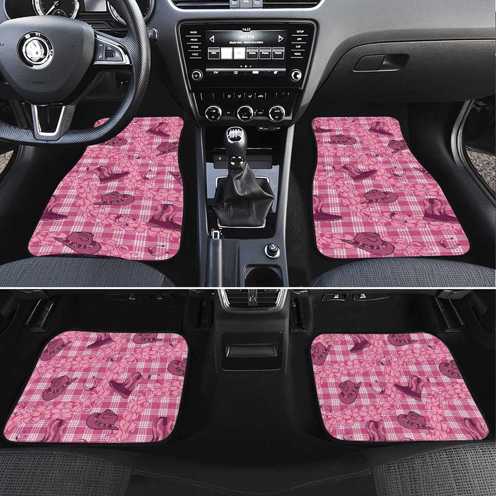 Pink Palaka Hawaii Cowboy Car Mats Puakenikeni Lei Paniolo Papale Seamless Vibes LT14 Set 4pcs Pink - Polynesian Pride