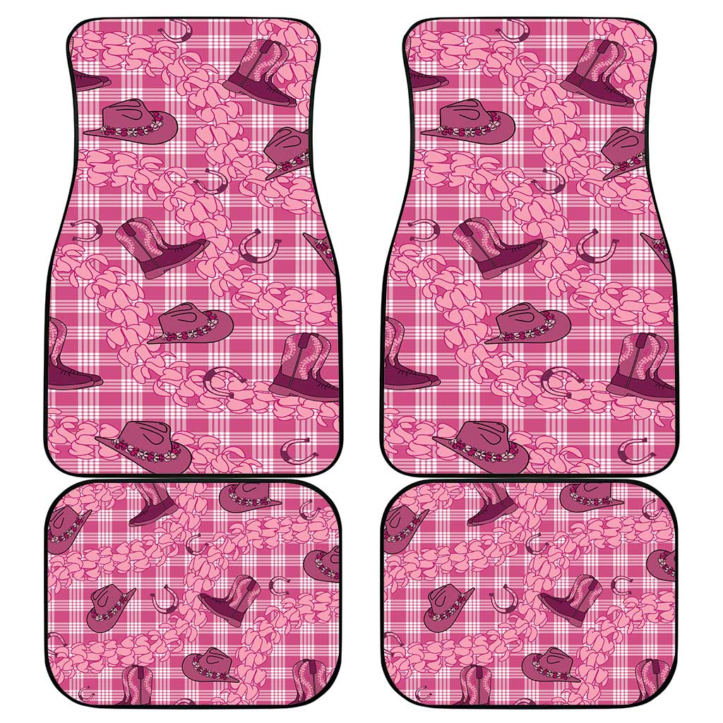 Pink Palaka Hawaii Cowboy Car Mats Puakenikeni Lei Paniolo Papale Seamless Vibes LT14 - Polynesian Pride