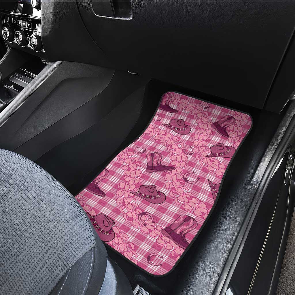 Pink Palaka Hawaii Cowboy Car Mats Puakenikeni Lei Paniolo Papale Seamless Vibes LT14 - Polynesian Pride