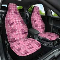 Pink Palaka Hawaii Cowboy Car Seat Cover Puakenikeni Lei Paniolo Papale Seamless Vibes LT14 One Size Pink - Polynesian Pride