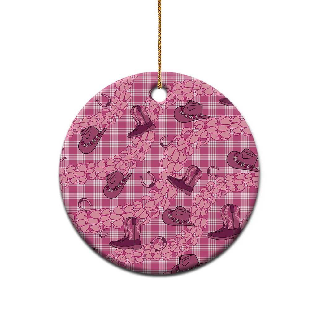 Pink Palaka Hawaii Cowboy Ceramic Ornament Puakenikeni Lei Paniolo Papale Seamless Vibes LT14 - Polynesian Pride