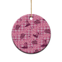 Pink Palaka Hawaii Cowboy Ceramic Ornament Puakenikeni Lei Paniolo Papale Seamless Vibes LT14 - Polynesian Pride
