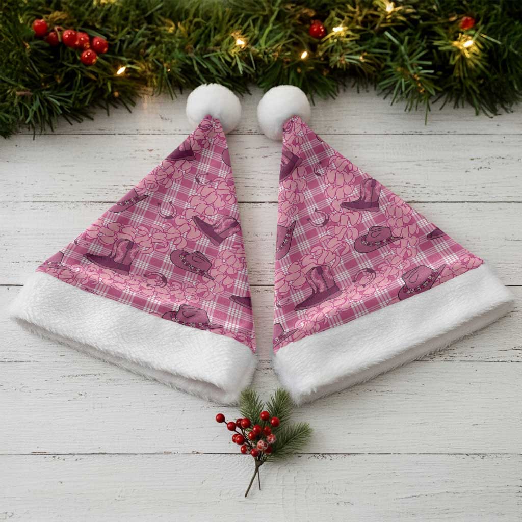 Pink Palaka Hawaii Cowboy Christmas Santa Hat Puakenikeni Lei Paniolo Papale Seamless Vibes LT14 - Polynesian Pride