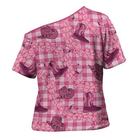 Pink Palaka Hawaii Cowboy Cross Shoulder Shirt Puakenikeni Lei Paniolo Papale Seamless Vibes LT14 - Polynesian Pride