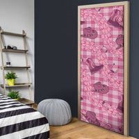 Pink Palaka Hawaii Cowboy Door Cover Puakenikeni Lei Paniolo Papale Seamless Vibes LT14 - Polynesian Pride