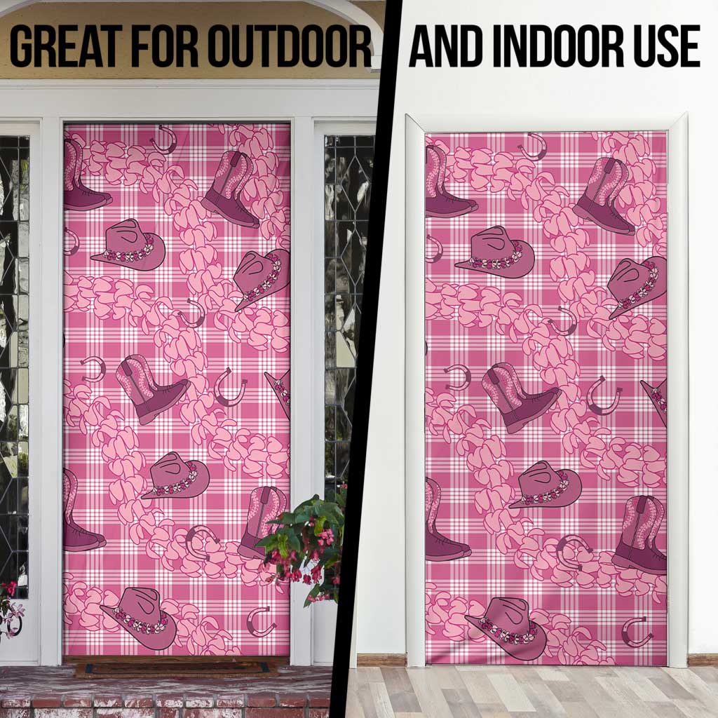 Pink Palaka Hawaii Cowboy Door Cover Puakenikeni Lei Paniolo Papale Seamless Vibes LT14 - Polynesian Pride