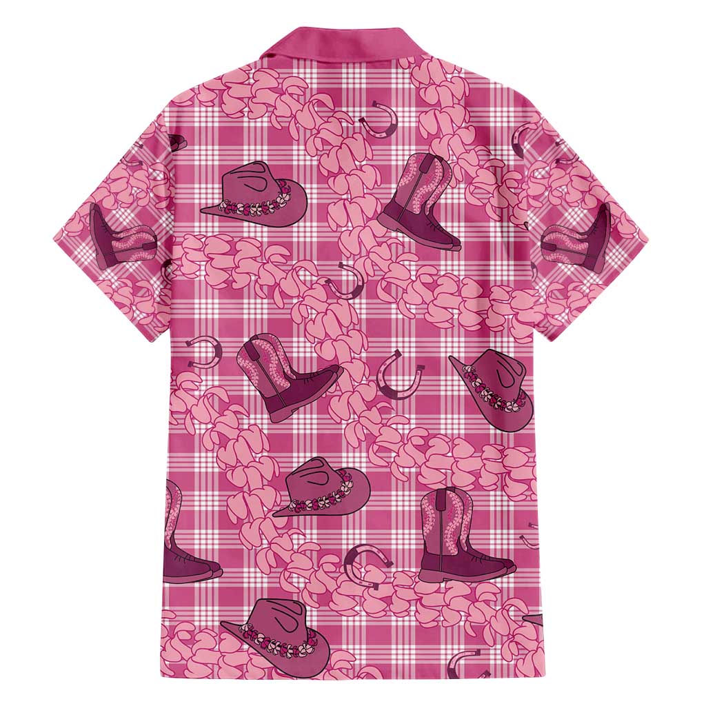 Pink Palaka Hawaii Cowboy Family Matching Long Sleeve Bodycon Dress and Hawaiian Shirt Puakenikeni Lei Paniolo Papale Seamless Vibes LT14 - Polynesian Pride