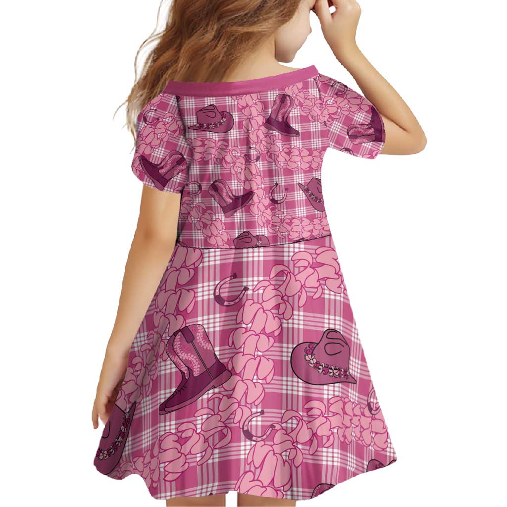 Pink Palaka Hawaii Cowboy Family Matching Mermaid Dress and Hawaiian Shirt Puakenikeni Lei Paniolo Papale Seamless Vibes LT14 - Polynesian Pride