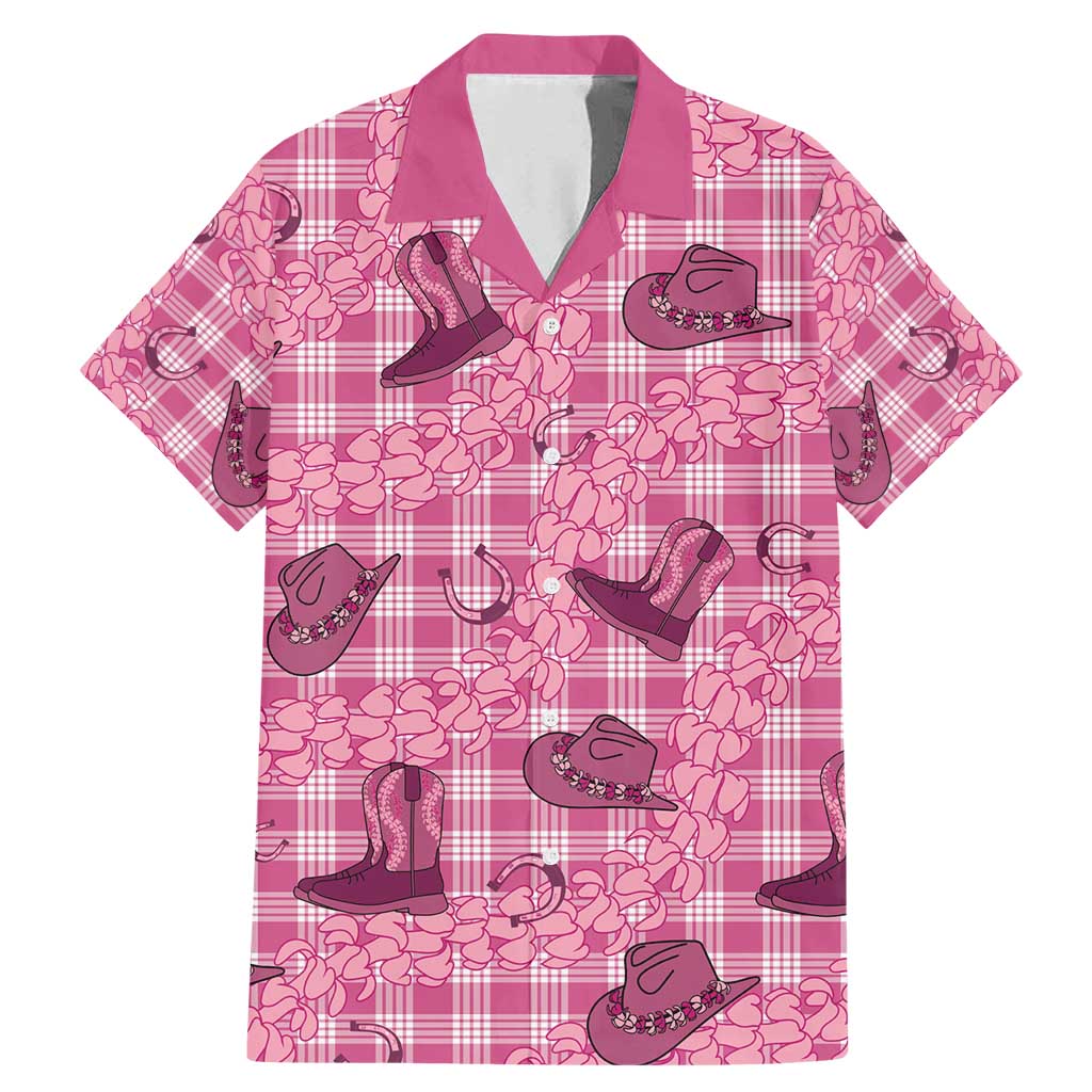 Pink Palaka Hawaii Cowboy Family Matching Mermaid Dress and Hawaiian Shirt Puakenikeni Lei Paniolo Papale Seamless Vibes LT14 Dad's Shirt - Short Sleeve Pink - Polynesian Pride