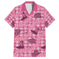 Pink Palaka Hawaii Cowboy Family Matching Off The Shoulder Long Sleeve Dress and Hawaiian Shirt Puakenikeni Lei Paniolo Papale Seamless Vibes LT14 Dad's Shirt - Short Sleeve Pink - Polynesian Pride