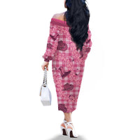 Pink Palaka Hawaii Cowboy Family Matching Off The Shoulder Long Sleeve Dress and Hawaiian Shirt Puakenikeni Lei Paniolo Papale Seamless Vibes LT14 - Polynesian Pride