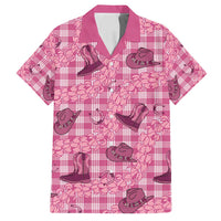 Pink Palaka Hawaii Cowboy Family Matching Off Shoulder Maxi Dress and Hawaiian Shirt Puakenikeni Lei Paniolo Papale Seamless Vibes LT14 Dad's Shirt - Short Sleeve Pink - Polynesian Pride