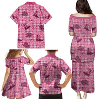 Pink Palaka Hawaii Cowboy Family Matching Puletasi and Hawaiian Shirt Puakenikeni Lei Paniolo Papale Seamless Vibes LT14 - Polynesian Pride
