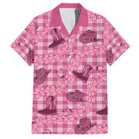 Pink Palaka Hawaii Cowboy Family Matching Short Sleeve Bodycon Dress and Hawaiian Shirt Puakenikeni Lei Paniolo Papale Seamless Vibes LT14 Dad's Shirt - Short Sleeve Pink - Polynesian Pride