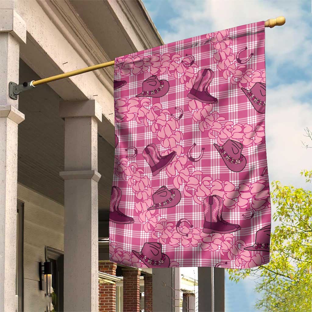 Pink Palaka Hawaii Cowboy Garden Flag Puakenikeni Lei Paniolo Papale Seamless Vibes LT14 House Flag Pink - Polynesian Pride