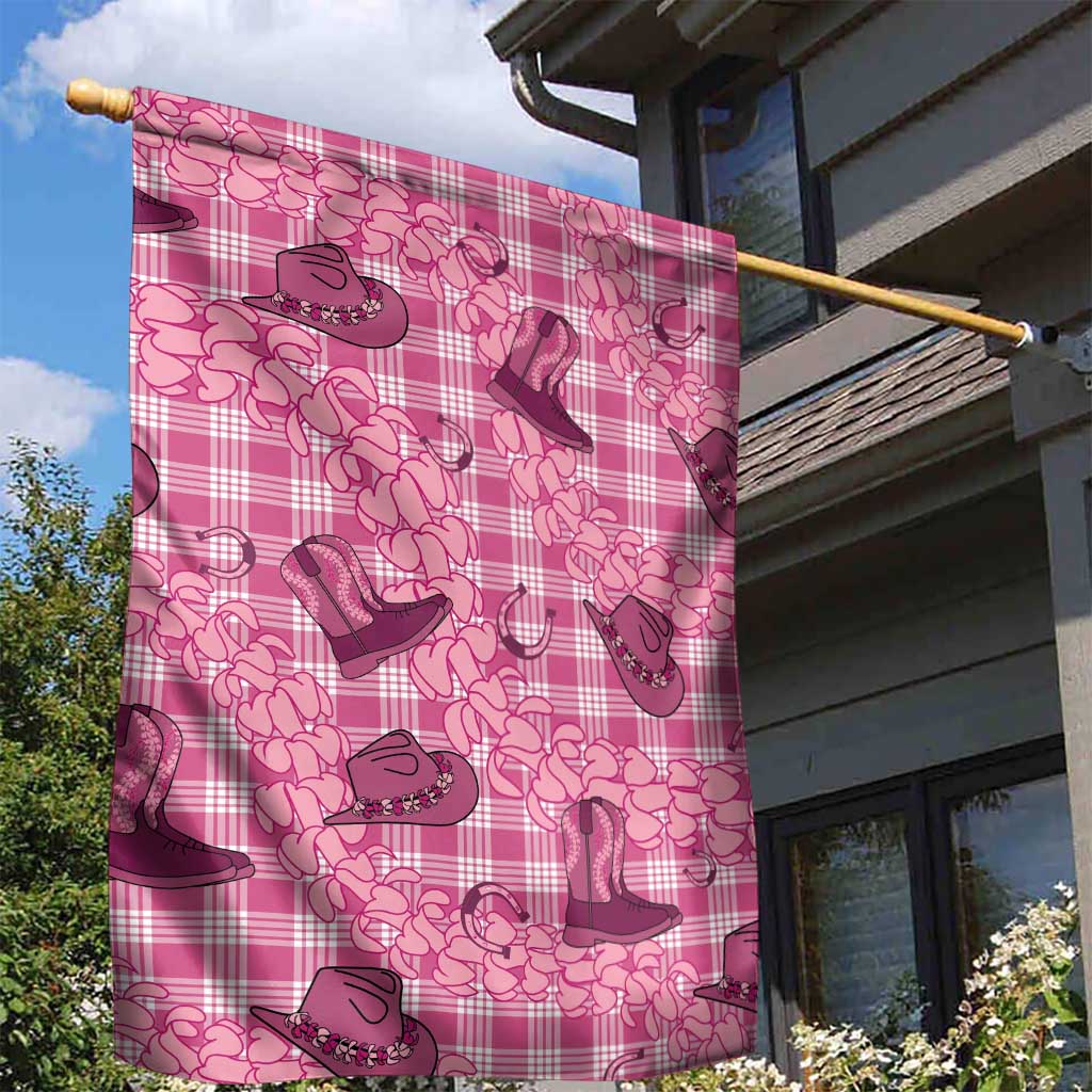 Pink Palaka Hawaii Cowboy Garden Flag Puakenikeni Lei Paniolo Papale Seamless Vibes LT14 - Polynesian Pride