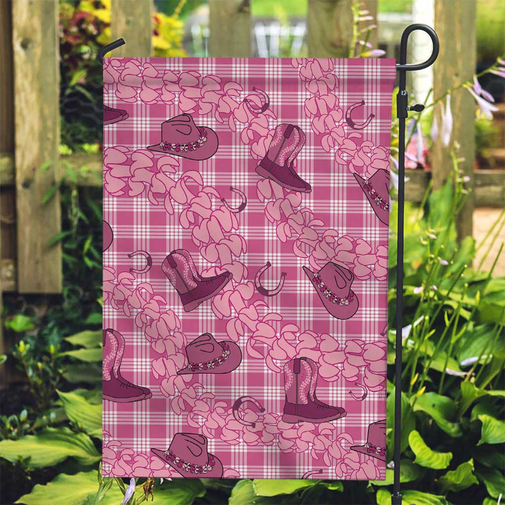 Pink Palaka Hawaii Cowboy Garden Flag Puakenikeni Lei Paniolo Papale Seamless Vibes LT14 Garden Flag Pink - Polynesian Pride