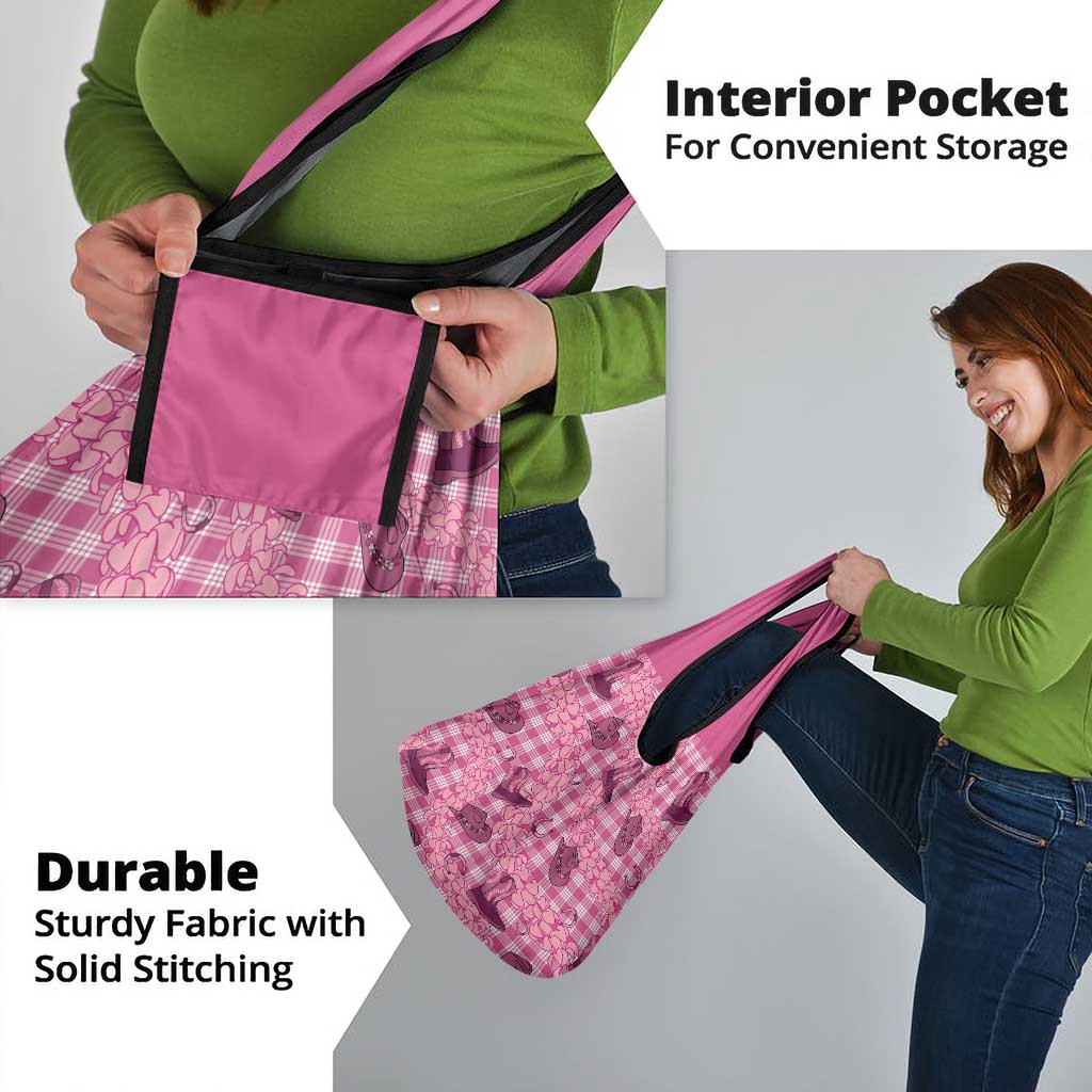 Pink Palaka Hawaii Cowboy Grocery Bag Puakenikeni Lei Paniolo Papale Seamless Vibes LT14 - Polynesian Pride