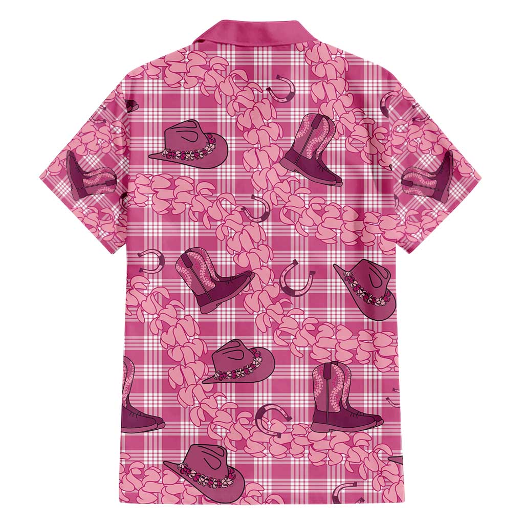 Pink Palaka Hawaii Cowboy Hawaiian Shirt Puakenikeni Lei Paniolo Papale Seamless Vibes LT14 - Polynesian Pride