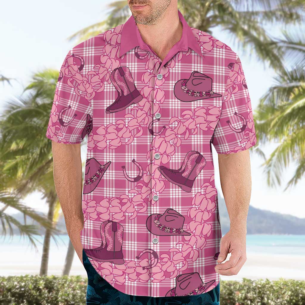Pink Palaka Hawaii Cowboy Hawaiian Shirt Puakenikeni Lei Paniolo Papale Seamless Vibes LT14 - Polynesian Pride