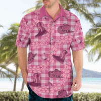 Pink Palaka Hawaii Cowboy Hawaiian Shirt Puakenikeni Lei Paniolo Papale Seamless Vibes LT14 - Polynesian Pride