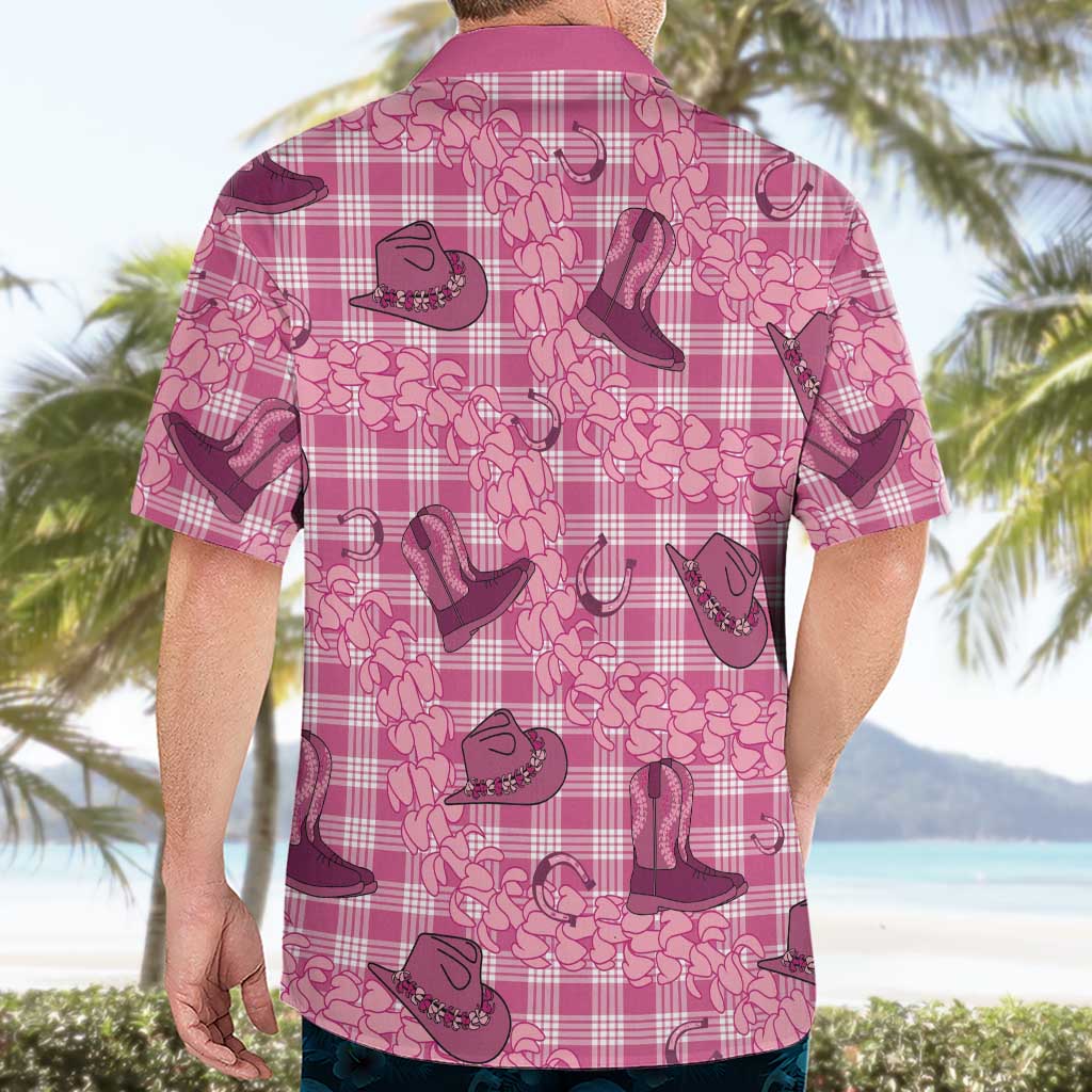Pink Palaka Hawaii Cowboy Hawaiian Shirt Puakenikeni Lei Paniolo Papale Seamless Vibes LT14 - Polynesian Pride
